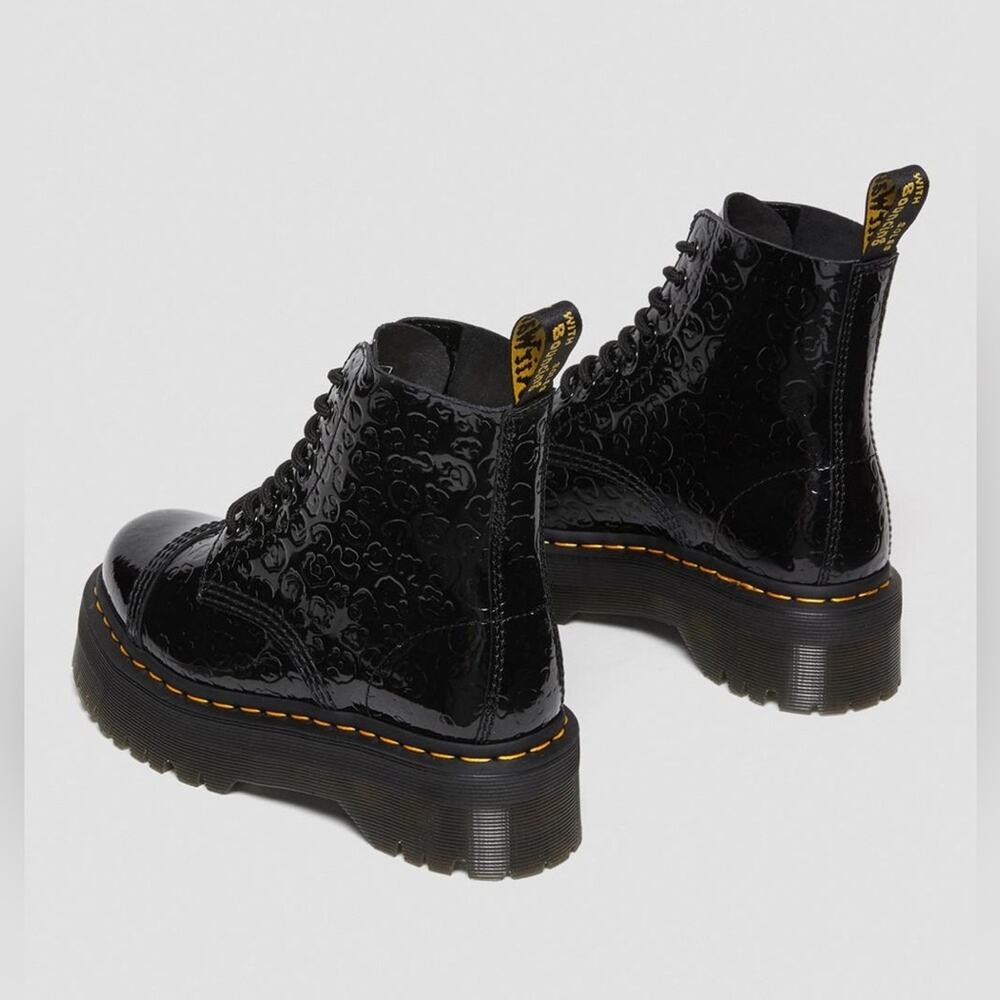 Dr. Martens Glossy Black Embossed Ankle Boots - Picture 7 of 14